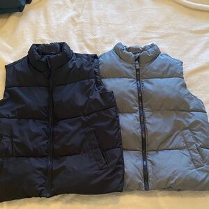 Kids Puffer Vests Set - Black and Gray